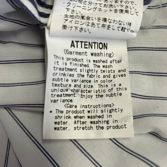 SAGE DE CRET Size M White Grey Stripe Cotton Mixed Pattern Long Sleeve Shirt - Picture 6 of 7